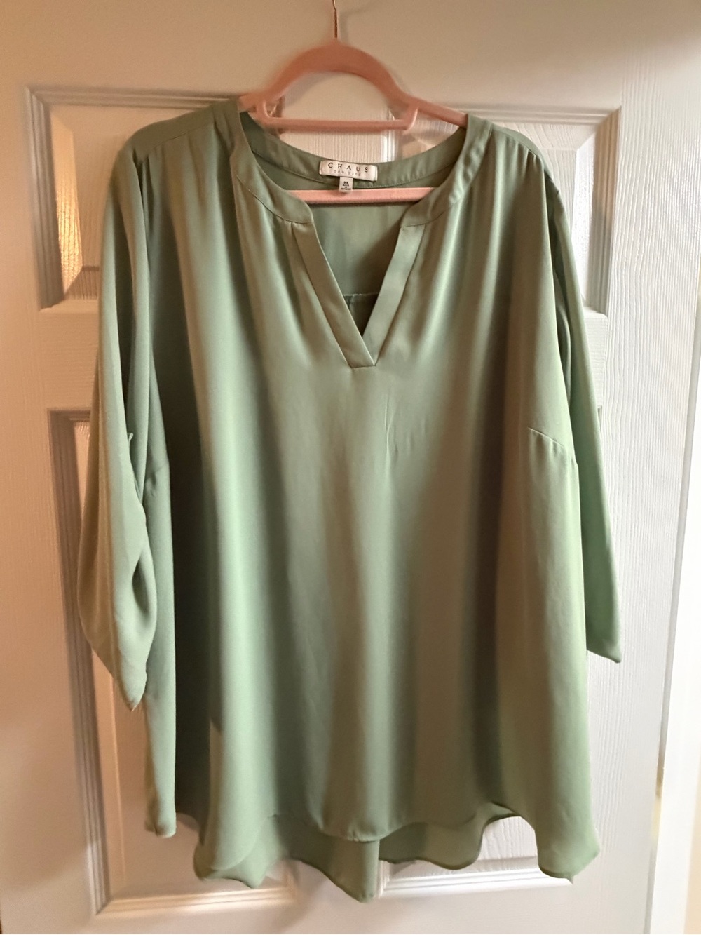 Chaus Sage Green V-Neck Tunic Blouse